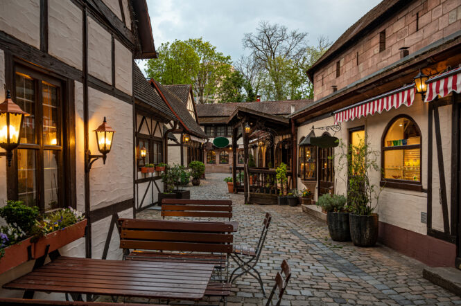 Mittelalterliche Fachwerkhäuser im Handwerkerhof Nürnberg